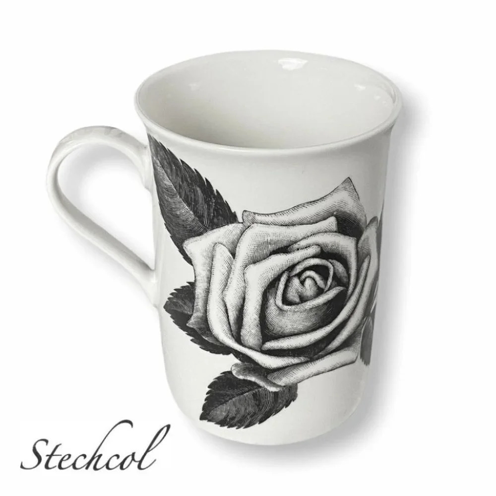 Stechcol Gracie China  Black & White Rose Tea Mug